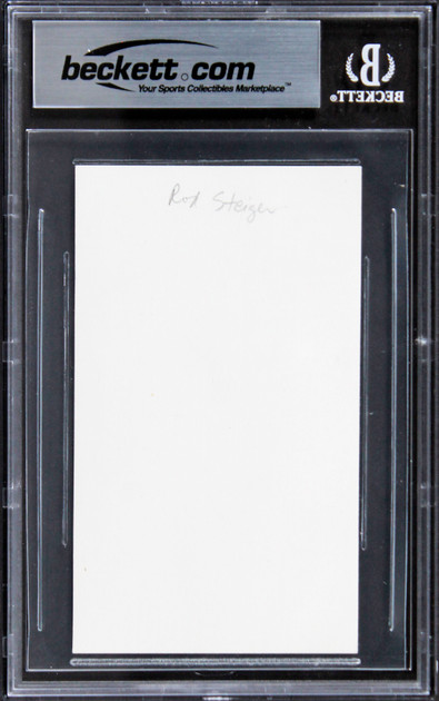 Rod Steiger In The Heat of the Night Signed 3x5 Index Card BAS Slabbed