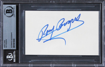 Roy Rogers The Roy Rogers Show Authentic Signed 3x5 Index Card BAS Slabbed 4