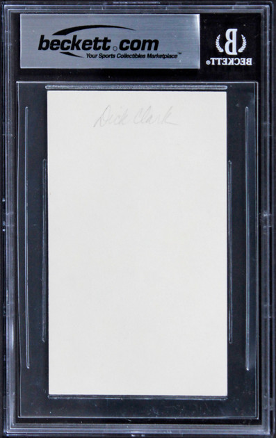 Dick Clark The $10,000 Pyramid Authentic Signed 3x5 Index Card BAS Slabbed