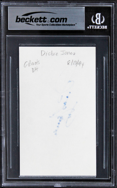 Dickie Jones Musician Authentic Signed 3x5 Index Card Autographed BAS Slabbed
