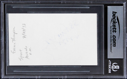 Emma Thompson The Tall Guy Authentic Signed 3x5 Index Card BAS Slabbed 3