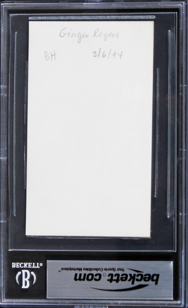 Ginger Rogers Kitty Foyle "1994" Authentic Signed 3x5 Index Card BAS Slabbed