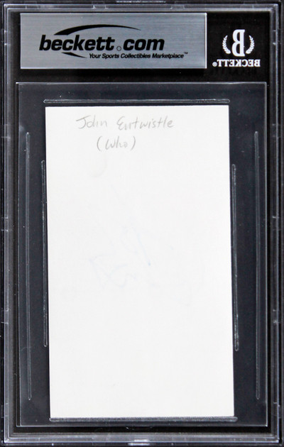 John Entwistle The Who Authentic Signed 3x5 Index Card Autographed BAS Slabbed 1