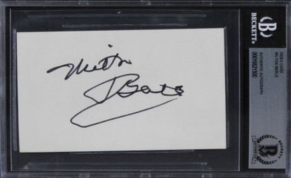 Milton Berle The Milton Berle Show Authentic Signed 3x5 Index Card BAS Slabbed 3