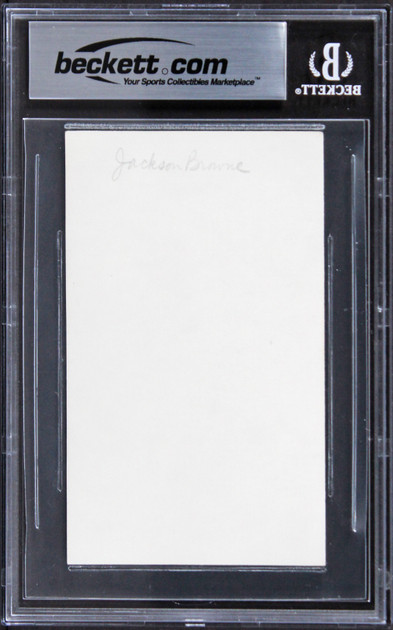 Jackson Browne Musician Authentic Signed 3x5 Index Card Autographed BAS Slabbed