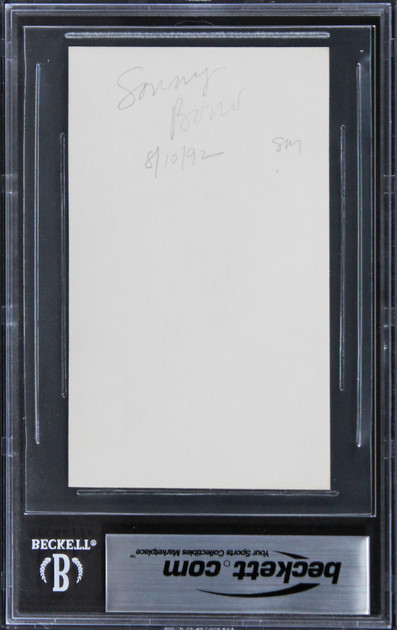 Sonny Bono The Sonny and Cher Show "Hi" Signed 3x5 Index Card BAS Slabbed 2