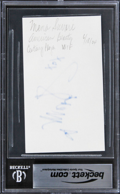 Mena Suvari American Beauty "Hearts xoxo" Signed 3x5 Index Card BAS Slabbed 1