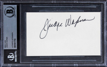 Joseph Wapner The People's Court Authentic Signed 3x5 Index Card BAS Slabbed 2