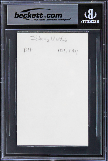 Johnny Mathis Singer Authentic Signed 3x5 Index Card Autographed BAS Slabbed