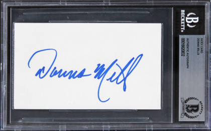 Donna Mills Knots Landing Authentic Signed 3x5 Index Card BAS Slabbed