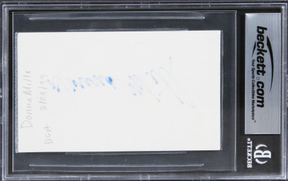 Donna Mills Knots Landing Authentic Signed 3x5 Index Card BAS Slabbed