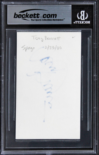 Tony Bennett Musician Authentic Signed 3x5 Index Card Autographed BAS Slabbed 1