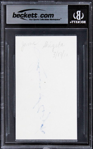 James Shigeta Die Hard Authentic Signed 3x5 Index Card Autographed BAS Slabbed 2