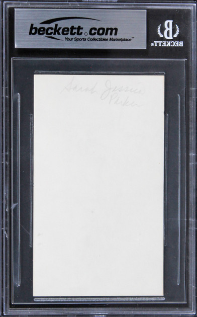 Sarah Jessica Parker Sex And The City Signed 3x5 Index Card BAS Slab 4