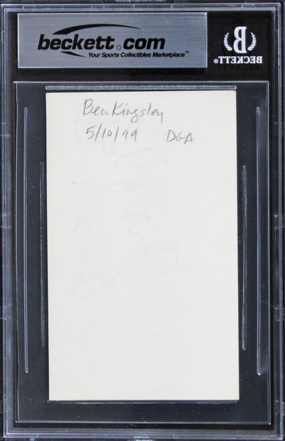 Ben Kingsley Schindler's List Authentic Signed 3x5 Index Card BAS Slabbed 3
