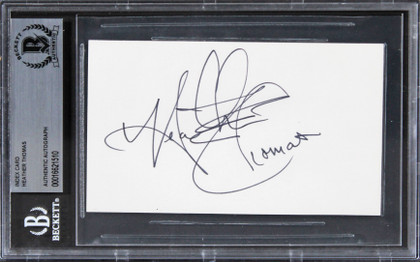 Heather Thomas Zapped! Authentic Signed 3x5 Index Card Autographed BAS Slabbed