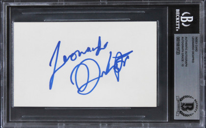 Leonardo Dicaprio Titanic Signed 3x5 Index Card Auto Graded Gem Mint 10 BAS Slab