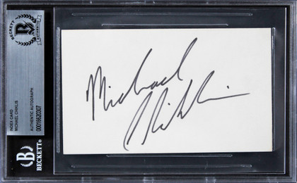 Michael Chiklis The Shield Signed 3x5 Index Card w/ Black Sig BAS Slabbed