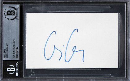 George Clooney Ocean's 11 Authentic Signed 3x5 Index Card BAS Slabbed 2