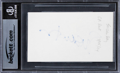 Susan Dey The Partridge Family Signed 3x5 Index Card w/ Blue Sig BAS Slabbed