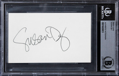 Susan Dey The Partridge Family Signed 3x5 Index Card w/ Black Sig BAS Slabbed