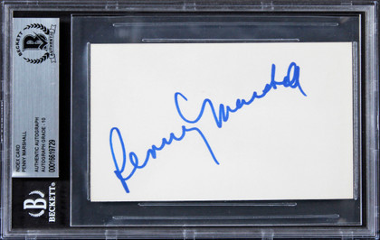 Penny Marshall Laverne & Shirley Signed 3x5 Index Card Auto 10! BAS Slabbed
