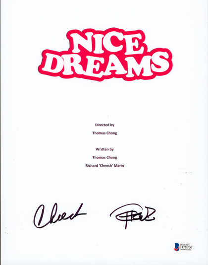 Cheech Marin & Tommy Chong Nice Dreams Signed 8.5x11 Script Cover BAS #D78706