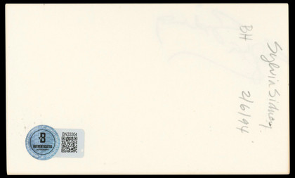 Sylvia Sidney Summer Wishes, Winter Dreams Signed 3x5 Index Card BAS #BN33304