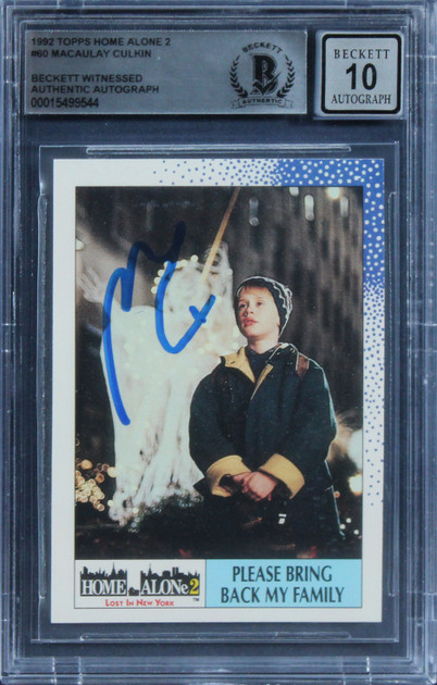Macaulay Culkin Signed Framed 1992 Topps Home Alone 2 #60 Card Auto 10 BAS Slab