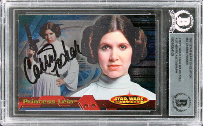 Carrie Fisher Star Wars Signed 2001 Star Wars Evolution #62 Card BAS Slabbed