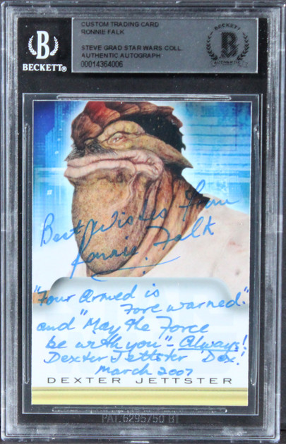 Ronnie Faulk Star Wars W/ Inscription Signed Custom Trading Card BAS Slabbed 2