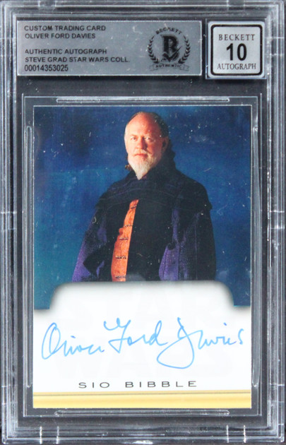 Oliver Ford Davies Star Wars Signed Custom Trading Card Auto 10! BAS Slabbed