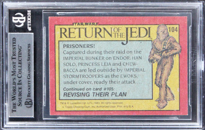Star Wars (6) Peter Mayhew, Randall +4 Signed 1983 SW ROTJ #104 Card BAS Slabbed