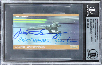 Star Wars (3) Werner, Green +1 Signed 1997 SW Trilogy SE #54 Card BAS Slabbed