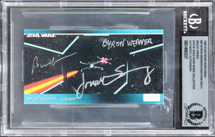 Star Wars (3) Werner, Seay, Green Signed 1995 SW Widevision #95 Card BAS Slabbed