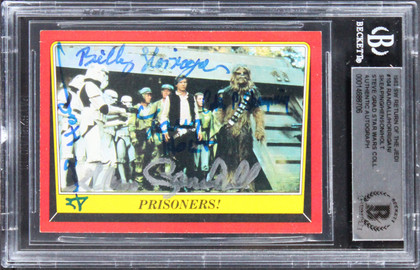 Star Wars (5) Randall, Horrigan, Holt +2 Signed 1983 ROTJ #104 Card BAS Slabbed