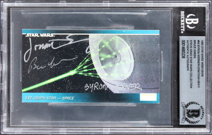 Star Wars (3) Werner, Seay, Green Signed 1995 SW Widevision #54 Card BAS Slabbed