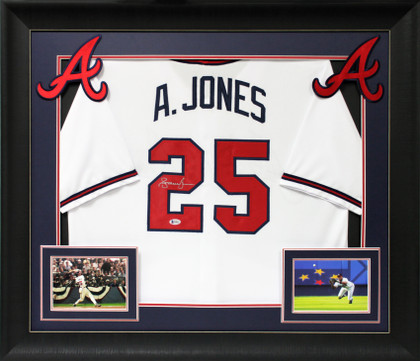Andruw Jones Authentic Signed White Pro Style Framed Jersey Autographed BAS Version 1