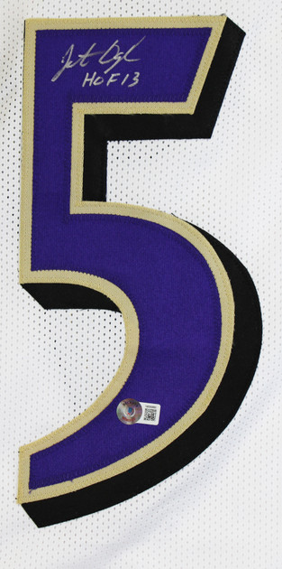 Jonathan Ogden "HOF 13" Authentic Signed White Pro Style Jersey BAS Witnessed 2