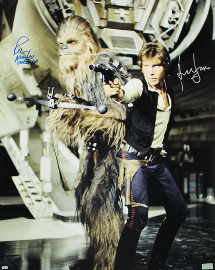 Harrison Ford & Peter Mayhew Star Wars Signed 16x20 Framed Photo BAS #AE40565