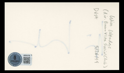 Wim Wenders Buena Vista Social Club Authentic Signed 3x5 Index Card BAS #BT01218