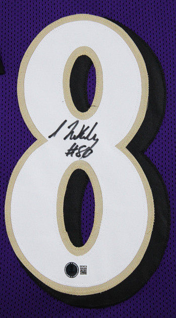Isaiah Likely Authentic Signed Purple Pro Style Framed Jersey BAS Witnessed
