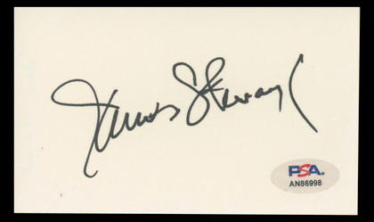 James Stewart It's a Wonderful Life Authentic Signed 3x5 Index Card PSA #AN86998