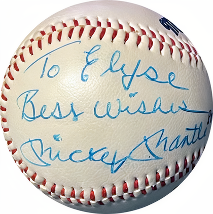 Mickey Mantle Signed Markwort S88 Practice League Baseball  Beckett Rev To Elyse , Best Wishes (Ny Yankees/Hof)