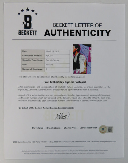 Paul McCartney Signed Display