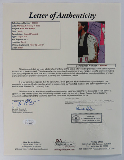 Paul McCartney Signed Display