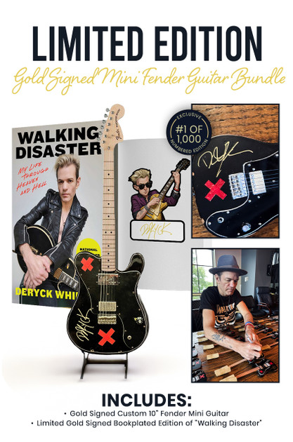 Bundle: Signed Mini Fender Guitar + Walking Disaster: My Life Through Heaven and Hell (Paperback)