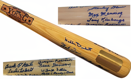 Negro League Tribute Signed Young Co Blonde Bat 14 Sigs 20/50  Beckett Irvin/Ratcliff/Day/Cash/Leonard/O’neil/Gibson/Fields