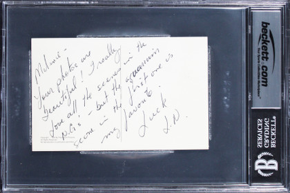 Leslie Nielsen The Naked Gun Signed 5x7 Photo w/ Handwritten Note BAS