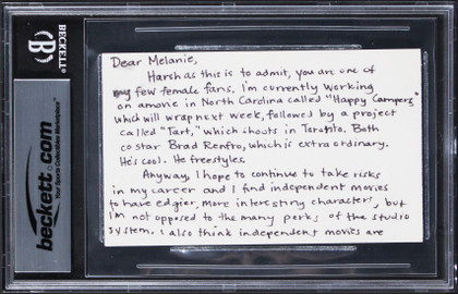 Dominique Swain Lolita Authentic Signed 3x5 Handwritten Letter BAS Slabbed